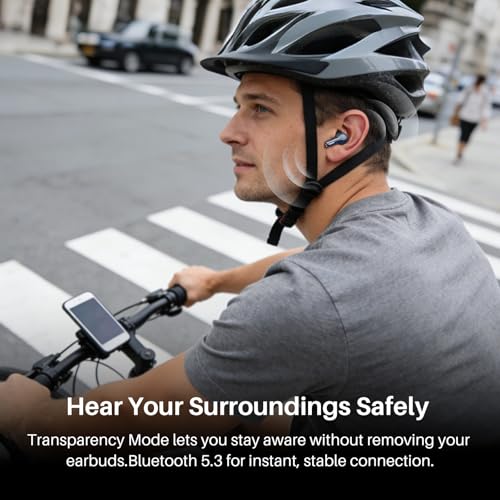 TOZO Hybrid Active Noise Cancelling Wireless Earbuds 6 Mics AI Clear Call | 68H Playtime LED Display 32 Preset EQs App Bluetooth 5.3 IPX8 Waterproof Ear Buds - color: Blue