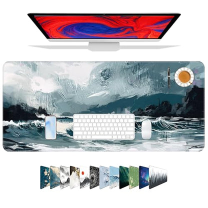 Galdas Gaming Mouse Pad XXL XL Large Long Extended Big Mousepad Non-Slip Rubber Keyboard Mouse Pad with Stitched Edges for Laptop Home Office (31.5x11.8x0.08 Inch) … (Ink Painting) - color: Ink Painting