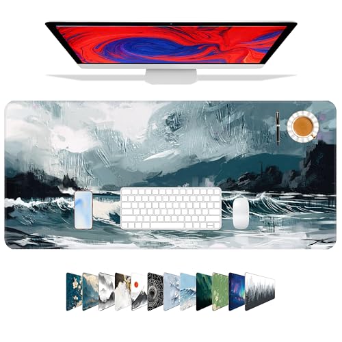 Galdas Gaming Mouse Pad XXL XL Large Long Extended Big Mousepad Non-Slip Rubber Keyboard Mouse Pad with Stitched Edges for Laptop Home Office (31.5x11.8x0.08 Inch) … (Ink Painting) - color: Ink Painting