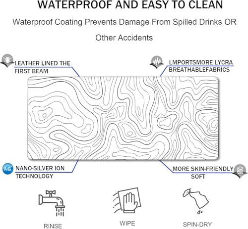 Large Mouse Pad Big Desk Mat Large Office Desk Pad, Black Line | Durable Extended Mouse Mat 35.4"x15.7" Mousepad Non-Slip Rubber Base Stitched Edge - color: Black Lines, size: 35.4" x 15.7"