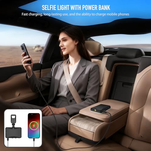 91 LED Portable Charger Selfie Light Video Conference Lighting | with Clip & Camera Tripod Adapter, Rechargeable 2000mAh, CRI 96+, 4 Light Modes, for Phone iPhone Webcam Laptop Makeup - color: Black