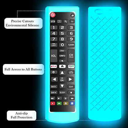 Case for LG TV Remotes, Cover for LG Smart TV Remote Control AKB75095307 AKB75375604 AKB74915305 Original, Replacement Silicone Skin Sleeve Glow in The Dark Blue - color: Sky Blue