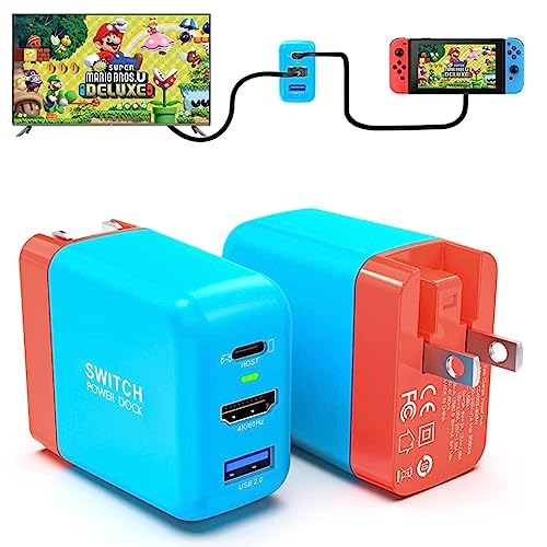Mirabox Portable Switch Dock Charger for Nintendo Switch - 36W TV Docking Station with 4K HDMI, USB-C PD Fast Charging, USB 2.0 - Full-Featured USB-C Cable Included - color: Blue, size: 36W
