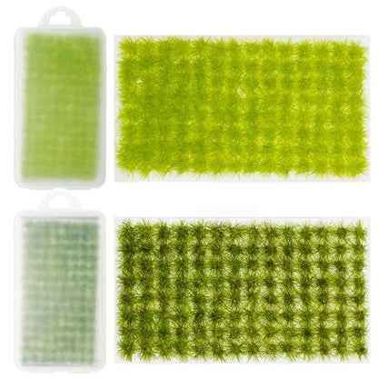 Cayway 2 Color Static Grass Tuft Terrain Kit - Resin Scenery Miniature Shrubs Bushes for Train Landscape Railway Artificial Grass Modeling - color: 2 Color