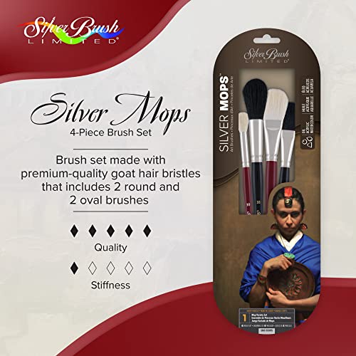 Silver Brush SMS-5599S Silver Mop Short Handle Multi Media Brush Set, 4 Per Pack - color: Mop Variety Set, size: 4 Pc