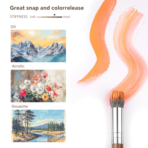 Fuumuui Professional Paint Brush Set, 6Pcs Natural Badger Hair with Dome Shape Blending Mop Oil Paint Brushes for Acrylic Painting Oil and Gouache - style: Dome