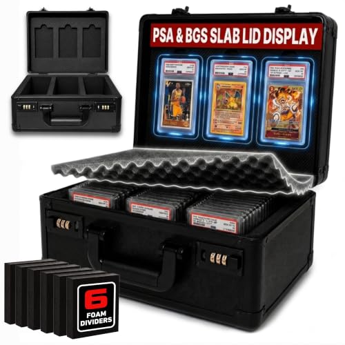 Graded Card Case – Durable PSA Slab Case with Combination Lock – 3 Row Graded Card Storage Box with 6 Foam Inserts – Compatible with PSA, GMA, HGA, NGS, SGC, CSG – Holds up to 480 Top Loaders - size: 3 Row