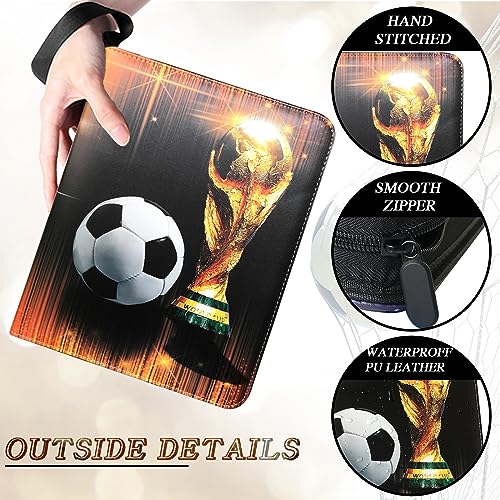 Trading Card Binder 900 Pockets, Soccer Card Binder Holder with 50 Removable Sleeves Fits 900 Sport Cards, Soccer Card Gifts Collector Album with Zipper Storage Display Case - size: 900 Pockets Soccer
