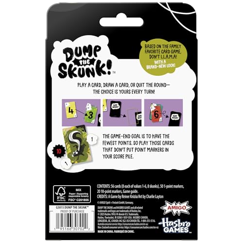 Dump The Skunk! Game | Family Card Game by Reiner Knizia | Ages 7 and Up | 2-6 Players | 20 Mins. | Easy to Learn Games for Kids, Teens, and Adults