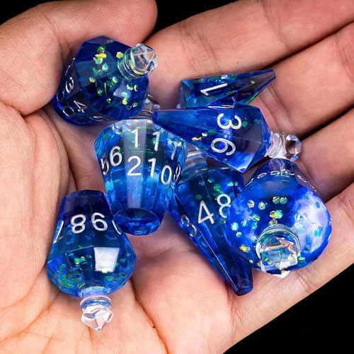 7PCS Potion DND Dice Set,Transparent Sharp Edge Dice Set D&D RPG Polyhedral Dice,for Dungeons and Dragons TTRPG Games Roleplaying Games.(Blue Silk with Scale) - color: Blue Silk With Scale