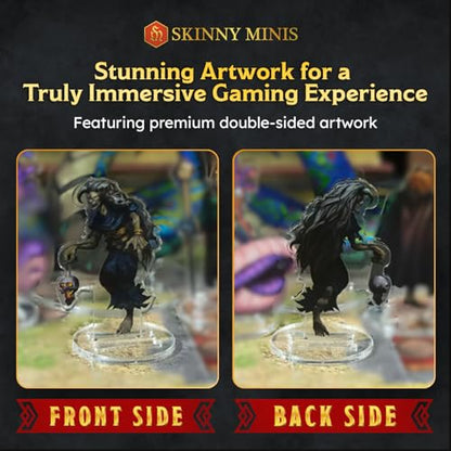 Monster Villains Miniatures Set, 10 Flat Minis with Bases for Tabletop RPG, 2D Fantasy Monster & Villain NPC Minis, D&D Compatible, 2D Pathfinder & 5e Miniatures for TTRPG
