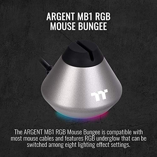 Thermaltake Argent MB1 RGB 16.8 Million RGB Color Software Enabled Mouse Bungee, Altra-Compact and Non-Slip Rubber Base. GEA-MB1-MSBSIL-01