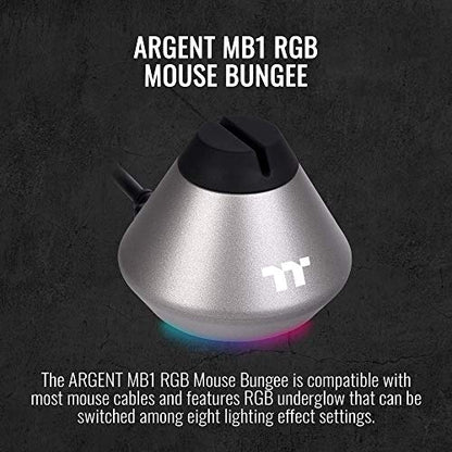 Thermaltake Argent MB1 RGB 16.8 Million RGB Color Software Enabled Mouse Bungee, Altra-Compact and Non-Slip Rubber Base. GEA-MB1-MSBSIL-01