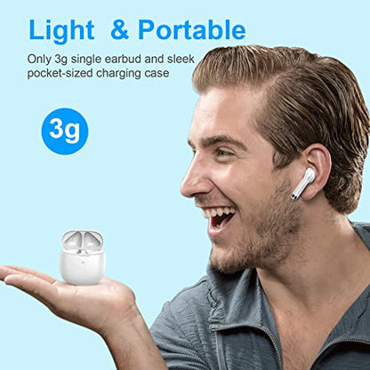 Wireless Earbuds, Bluetooth 5.4 Headphones in Ear with 4 Noise Cancelling Mic, Earbuds Stereo Bass, IP7 Waterproof Sports Wireless Earphones, 32H Playtime USB C Charging Buds White for Android iOS - color: White