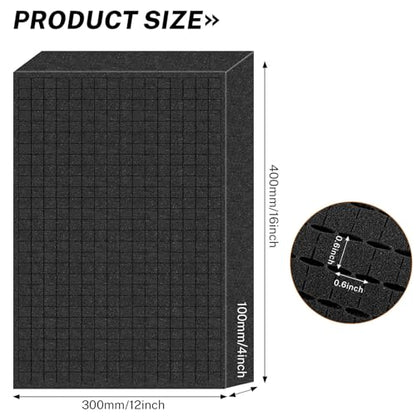 Polyurethane Foam Padding, 16 x 12 x 4 Inch Black Perforated Pick and Pluck Foam Sheets for Tool Box, Camera, Crafts and Storage - size: 16 x 12 x 4 Inch