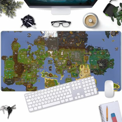 Old School Desk Mat World Map Mouse Keyboard Pad, Gaming Desk Pad Mat XXL Big Mouse Pad Tabletop Game Gift, Laptop Computer Keyboard Pad with Stitched Funny Extra Large Mouse Pad 31.5x15.7 in - color: Blue Map