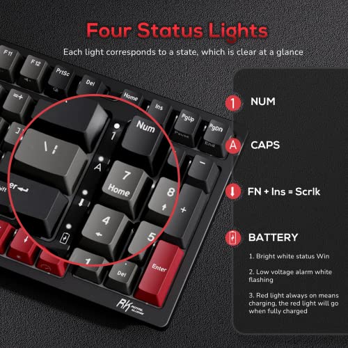 RK ROYAL KLUDGE RK98 Gaming Keyboard, Wireless Mechanical Keyboard 100 Keys Tri-Mode BT5.1/2.4G/USB-C Full Size Hot Swappable Custom Keyboard with Numpad RGB Backlit, Massive Battery, Silver Switch - color: Black, size: Hot Swap Sliver Speed Switch