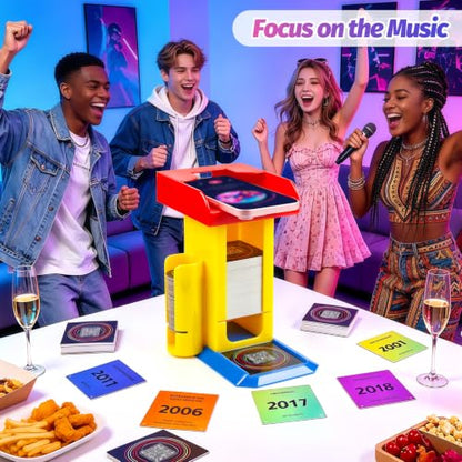 3-in-1 Game Organizer and Scanning Stand Compatible with Hitster | Card Storage Box & Token Holder - Hands-Free Smartphone Tray for Seamless Music Trivia Play - Desktop Party Game Accessory