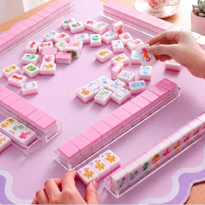Civaner 160 Palm Beach American Mahjong Tile Set | 1.2'' x 0.87'' x 0.55'', 3D Mini, Coastal Travel Mahjong Set, Family Friends, Gathering Entertainment, Party Gifts