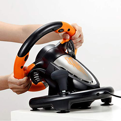 PXN V3 Pro Gaming Steering Wheel with Pedals | Dual Motor Vibration Feedback, Beginner Sim Racing Wheel for PC, PS4, Xbox Series S, Xbox Series X, Xbox One and Switch - color: Orange