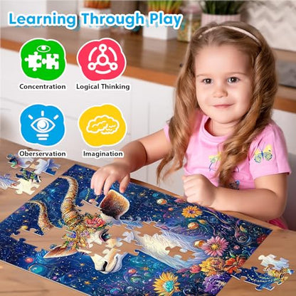 4 Packs 100 Piece Puzzles for Kids Ages 4-6, Jigsaw Puzzles for Kids Ages 6-8 8-10 Adorable Animals Puzzles 100 Pieces for Senior Search and Find Learning Educational Toys for Boys and Girls - style: Puppy Parrot Fox