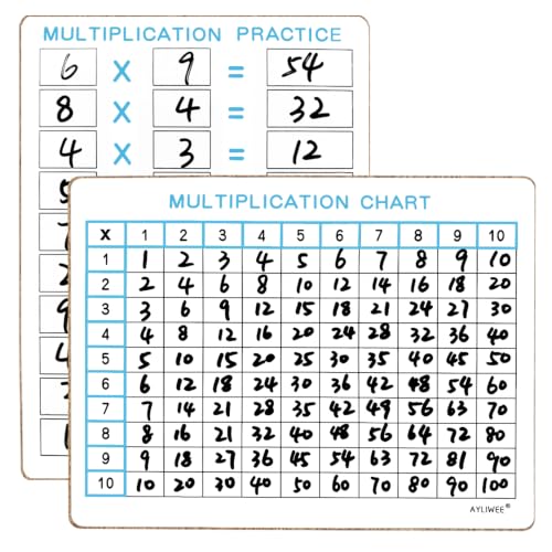 9"x12" Double-Sided Multiplication Chart Whiteboard Math Dry Erase Board | Reusable and Wipes Clean, for Classroom Students, 1 Pack - size: 1 Pack