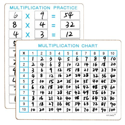 9"x12" Double-Sided Multiplication Chart Whiteboard Math Dry Erase Board | Reusable and Wipes Clean, for Classroom Students, 1 Pack - size: 1 Pack