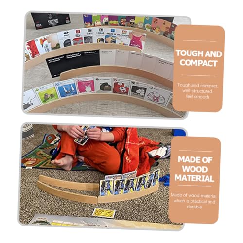 Mobestech Wooden Playing Card Holder Practical Game Cards Organizer Stand for Easy Storage for Poker and Family Games Wooden Base