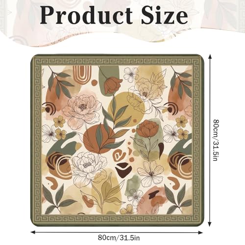 Britimes Mahjong Mat with Black Carrying Bag,31.5"x31.5", Boho Floral | Non-Slip Noise Reduction Gaming Mat Rubber Multi Purpose Game Table Cover for Mahjong Card Dominoes Board Tile Games - color: Boho Flowers