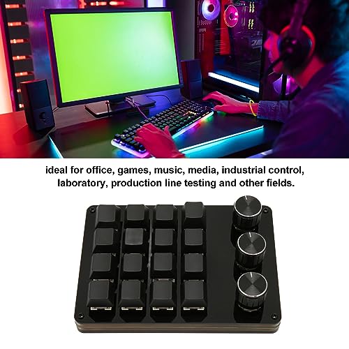 XUMIUZIY Programmable Macro Keyboard, 16 Key Macro Mechanical Gaming Keypad with 3 Knobs, One Handed Hot Swappable Switch Gaming Keyboard Wired, for Gaming Office Media