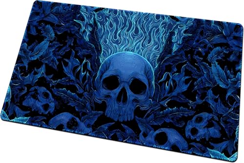 MTG Playmats(Stitched) 14x24in Compatible for OCG CCG RPG TCG Playmats with Card Zones Storage Bag (Mystery of Blue-No Zone) - color: Mystery of Blue-no Zone