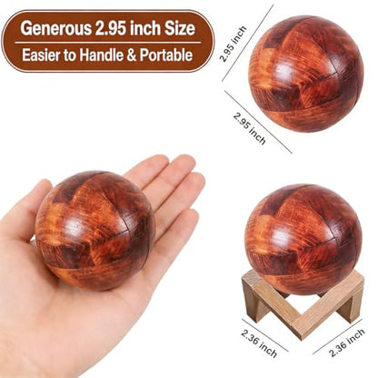 Wooden Brain Teaser Puzzles for Adults - Challenging 3D IQ Logic Games for Teens 14+, Stress Relief Desk Toys & Office Decor, Unique Gifts for Men, Women, Seniors (Ball) - style: Ball