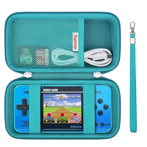 Supmay Carrying Case Compatible with WELLST·G/ for GuaiyeyeAP Handheld Game for Kids -Preloaded 220 Retro Video Games, Portable Gaming Player Storage Holder Travel Bag with Mesh Pocket, Green - color: Green