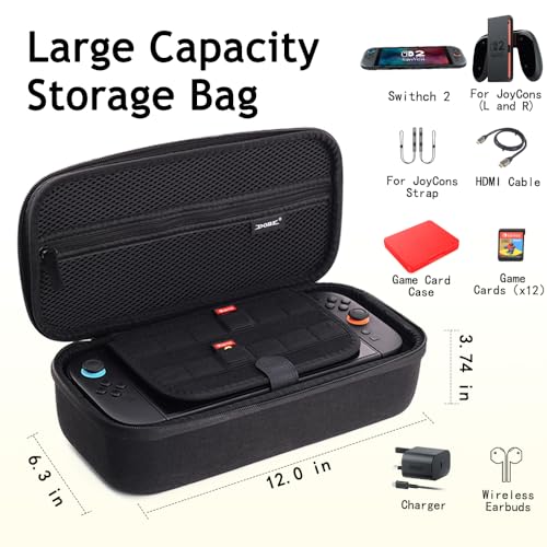 SOTY Switch Carrying Case for Nintendo Switch 2 with 12 Game Card Slots，Portable Hard Shell Pouch Carrying Travel Game Bag for Switch 2 Console & Accessories