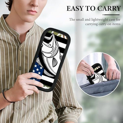 PUYWTIY Portable Hard Shell Case Compatible with Nintendo Switch, Travel Carrying Storage Bag with 15 Game Cartridges American Flag Camo Fishing Fish Game Console Pouch - color: Color(98)