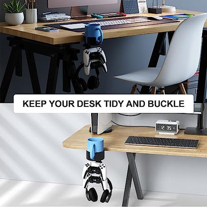 360° Rotating Desk Cup Holder with Headset Hanger | Controller Headphone Holder with Adjustable Headset Hanger Stand, Gaming Pc Accessories