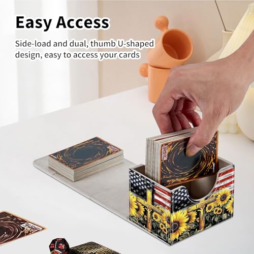 Stylish MTG Deck Box for 110+ Cards, Magnetic Commander Deck Case with Bonus Game Card Pouch, Durable Storage for TCG and Sleeved Magic Cards, American Flag - color: American Flag