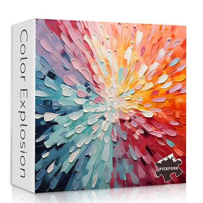 Impossible Puzzles 1000 Piece, Colorful Hard Difficult Puzzle for Adults, Gradient Rainbow Challenging Jigsaw Art Painting - style: Color Explosion