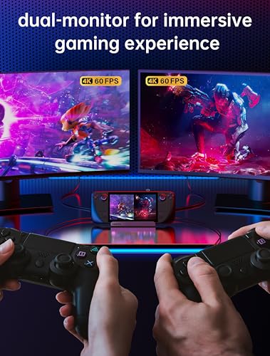 7-in-1 Steam Deck Dock with Dual 4K@60Hz HDMI DisplayPort – 100W USB C Docking Station for Steam Deck ROG Ally Legion Go – MacBook iPad Android Gaming Hub/Gigabit Ethernet 3xUSB 3.0 Ports