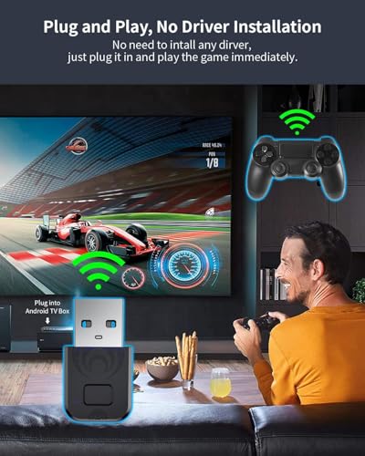 Bluetooth Adapter for PS4/PS5/Switch, Wireless Controller Adapter, Compatible with PS4, PS5, Switch, Windows PC, Android TV Box, Steam | Wireless Controller Adapter Compatible with PS4, PS5, Switch, Windows PC, Android TV Box & Steam