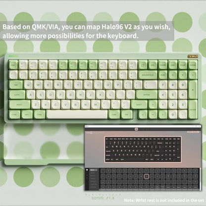 nuphy Halo96 V2 Wireless Mechanical Gaming Keyboard, Gasket Structure, 96% Hot Swappable, 99 Keys RGB Backlit, Bluetooth/USB-C/2.4GHz, Raspberry Switches (46gf), Green - color: Green, size: Raspberry (46gf)