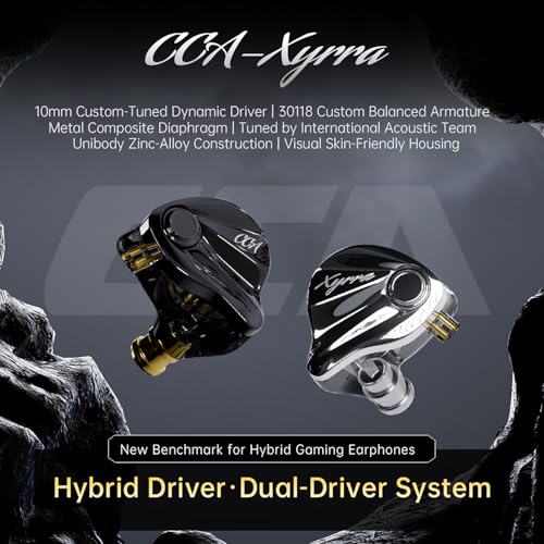CCA Xyrra Dual Driver in-Ear Monitor Headphones,1DD+1BD HiFi IEM Earphones,Wired Gaming Earbuds for Gamers Musicians - color: Black, style: With Mic,3.5mm