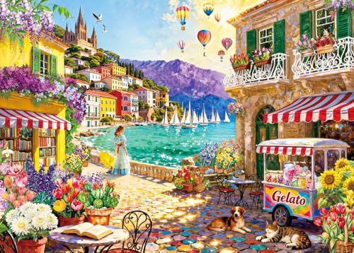 Jigsaw Puzzles for Adults 1000 Piece Puzzle for Adults 1000 Pieces Puzzle 1000 Pieces-Coastal Town Enchanted Escape - color: Coastal Town