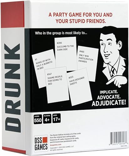 Drunk Stoned or Stupid *Master Edition* | Card Game with 550 Prompt Cards | Who's Most Likely To, 3+ Players, Ages 17+, Adult Game Night, Gifts for Game Lovers, Party Game, Fun Card Game - style: Master Edition