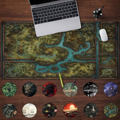 Game Forest Large Mouse Pad XXL Green Map Playmat for MTG Adventure Gaming Deskpad Desk Mat for Keyboard and Mouse Mat with Stitched Edges Anti-Slip Funny Desk Pad, 31.5 X 15.8 in - color: Game Map