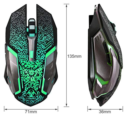 VEGCOO Wireless Gaming Mouse, C8 Wireless Rechargeable Mouse with Colorful LED Lights and 2400/1600/1000 DPI for Laptop and Computer (C9 Silver) - color: purple