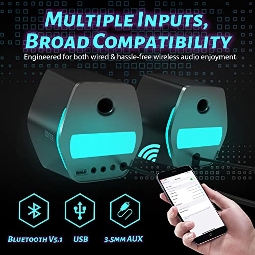 Edifier G2000 32W PC Gaming Computer Speakers for Laptop Mac Desktop Computer Woofer Speakers Bluetooth USB 3.5mm AUX Inputs RGB Lights Multimedia Speakers Black - color: Black