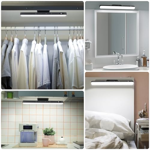 WILLED 3W Rechargeable Light Bar with Romote Control,3 Colors Adjustable Mirror Lights with 120 LED,2000mAh Battery Makeup Light, Magnetic Stick On Touch Lights for Cabinet,Closet,Bunk Bed,Kitchen