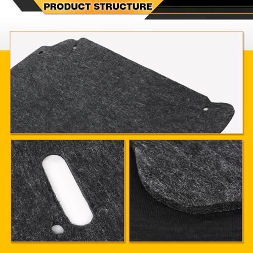 CNNELL Hood Insulation Pad with Clips Compatible with Ford F250 F350 F450 & Excursion 1999-2007 Black - style: 1999-2007 Ford F250 F350 F450