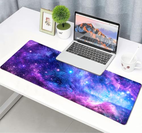 Large Mouse Pad, Desk Mat Computer Keyboard Pad Non-Slip Rubber Base Waterproof with Stitched Edges for Laptop Gaming, Office & Home 31.5 x 11.8 Inch (Galaxy Space) - color: Galaxy Space
